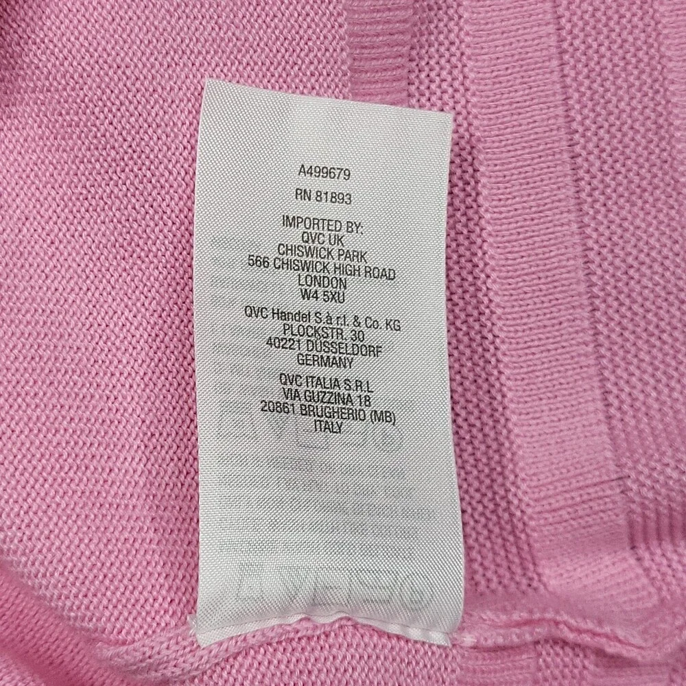 Isaac Mizrahi Live Button Front Border Stitch Cardigan Small Sz Pink Modern Top - Picture 10 of 10